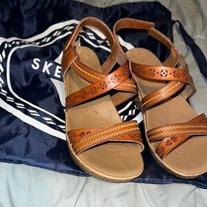 Skechers Brown Sandals with Slip-On Design